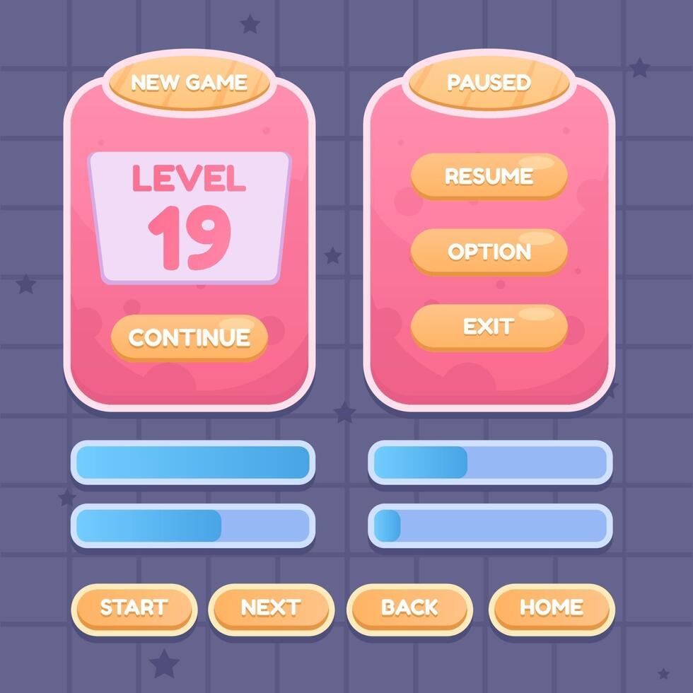Button set designed game user interface GUI for video games, computers. vector