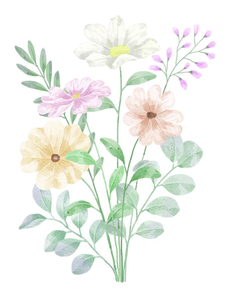 A set of flowers painted in watercolor for designer work create vector