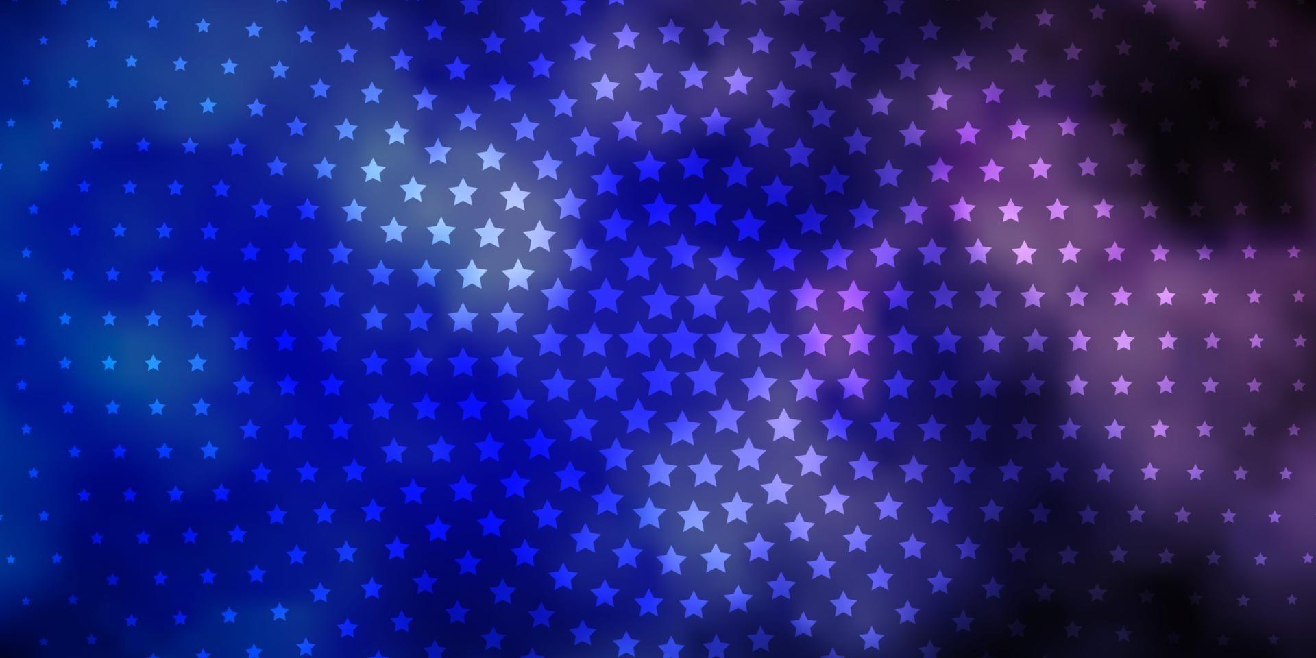 Fondo de vector de color rosa claro, azul con estrellas pequeñas y grandes.