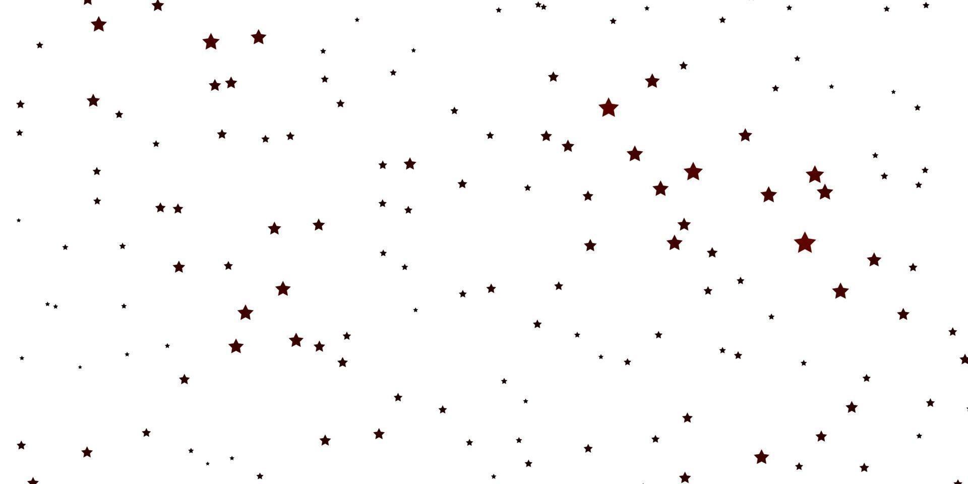 Fondo de vector rojo oscuro con estrellas pequeñas y grandes.