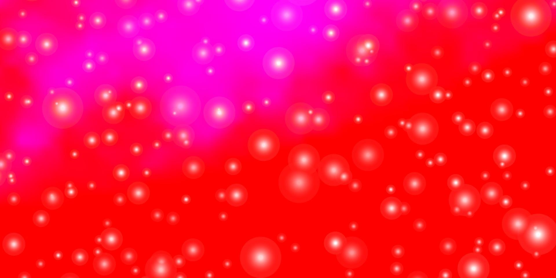 plantilla de vector rosa claro, rojo con estrellas de neón.