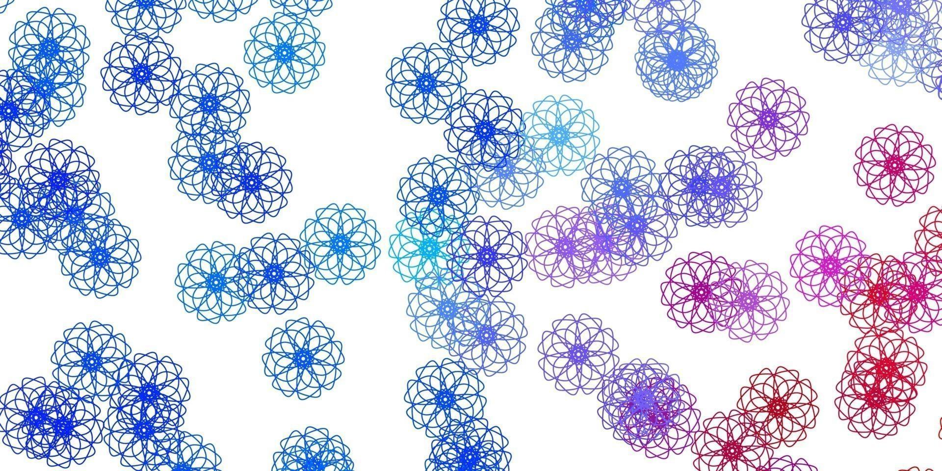 Light Blue, Red vector doodle background with flowers.