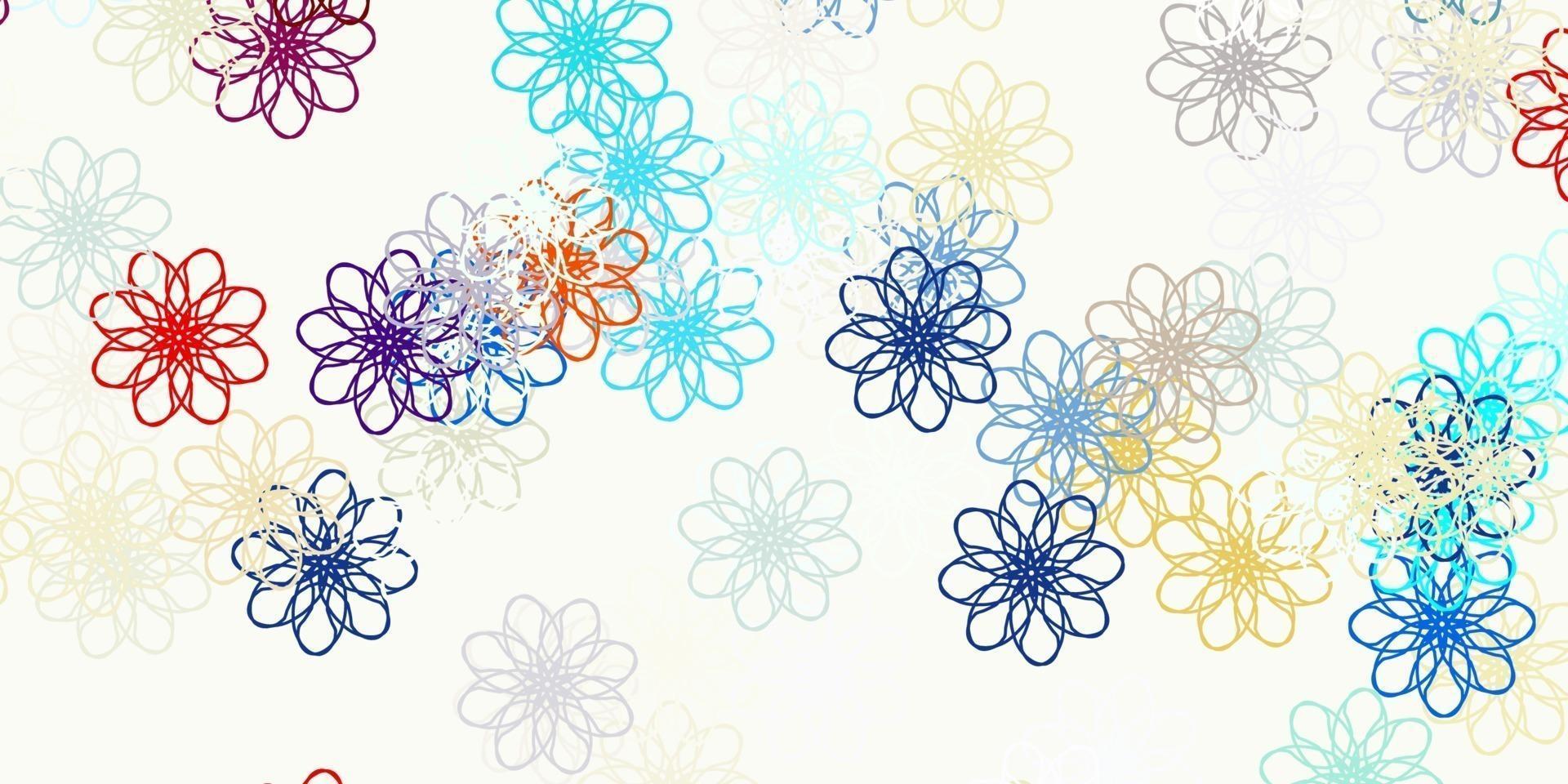 Light Blue, Yellow vector doodle template with flowers.