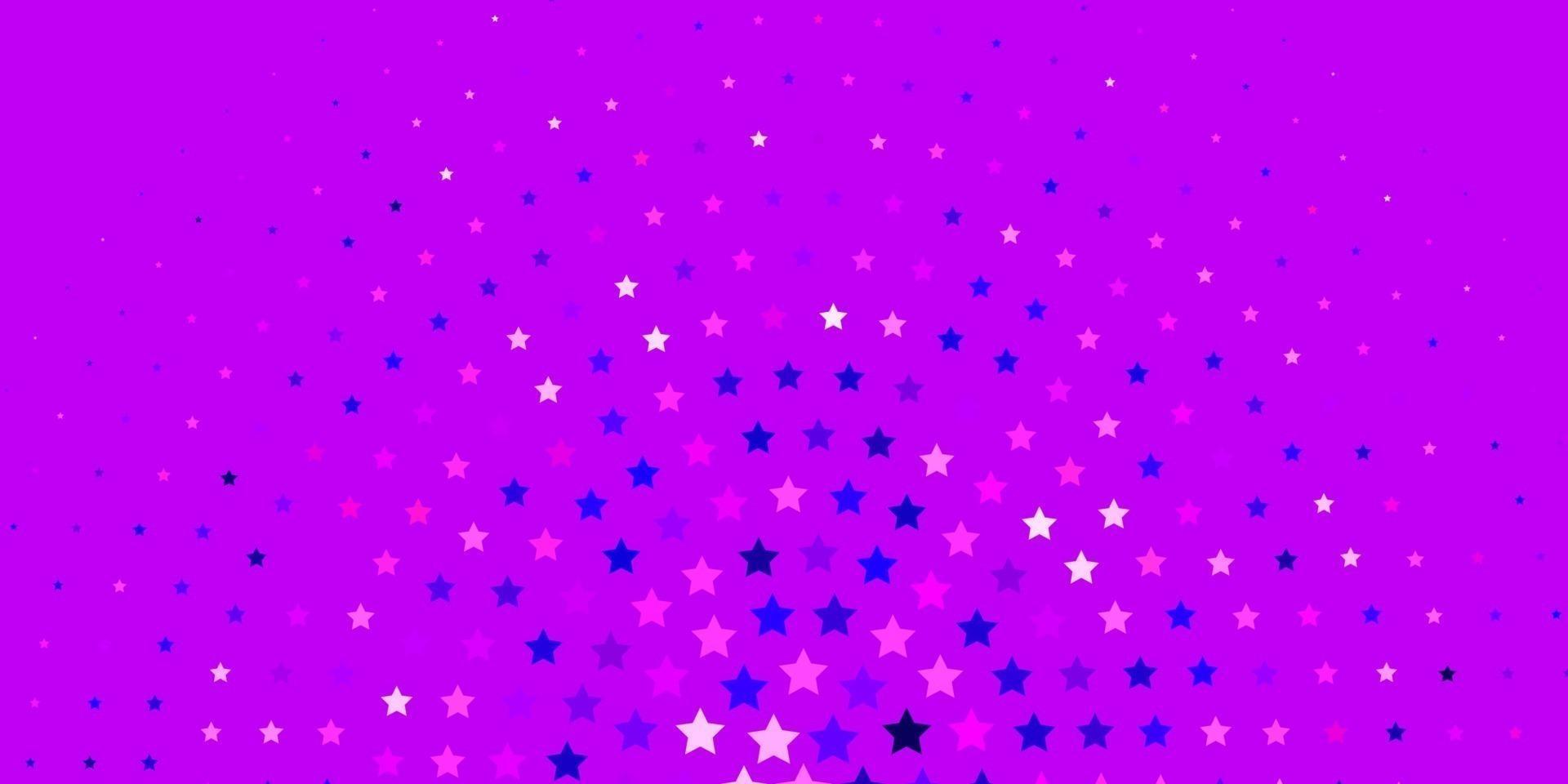 textura de vector violeta claro, rosa con hermosas estrellas.