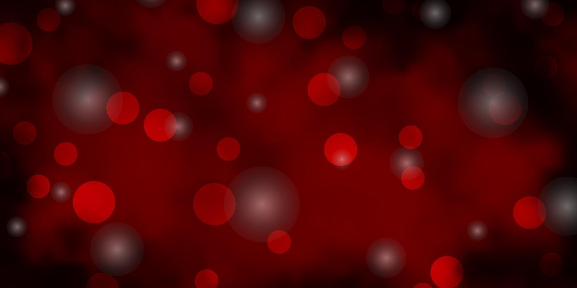 Dark Red vector layout with circles, stars.