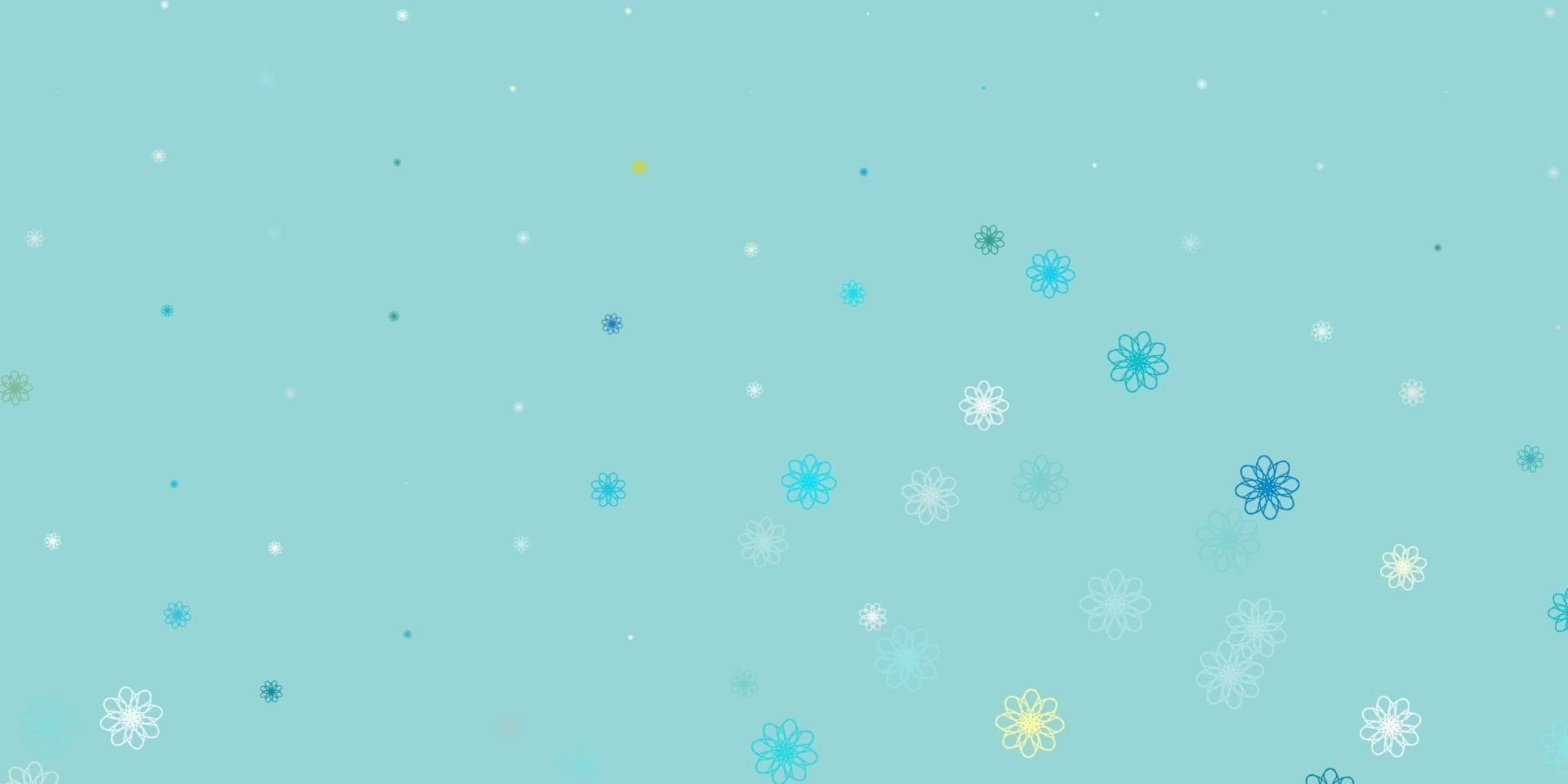 Light Blue, Yellow vector doodle pattern with flowers.