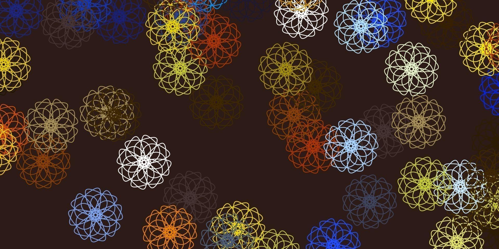 Light Blue, Yellow vector doodle texture with flowers.