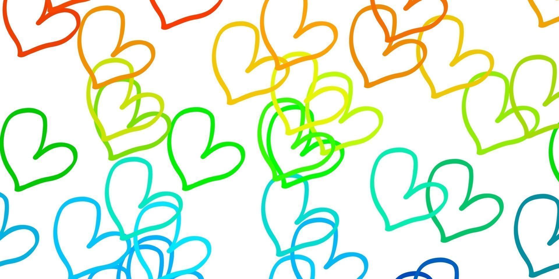 Light Blue, Yellow vector background with Shining hearts.