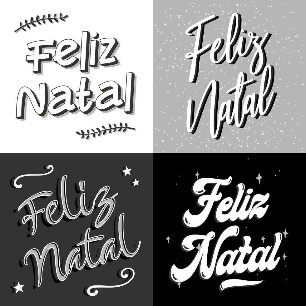 cuatro vectores de feliz navidad en portugués brasileño. traducción - feliz navidad