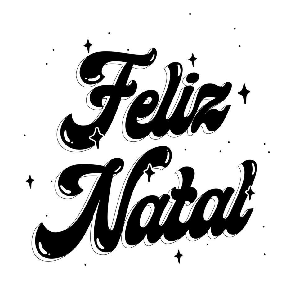 Groovy portugués brasileño feliz navidad. traducción - feliz navidad vector