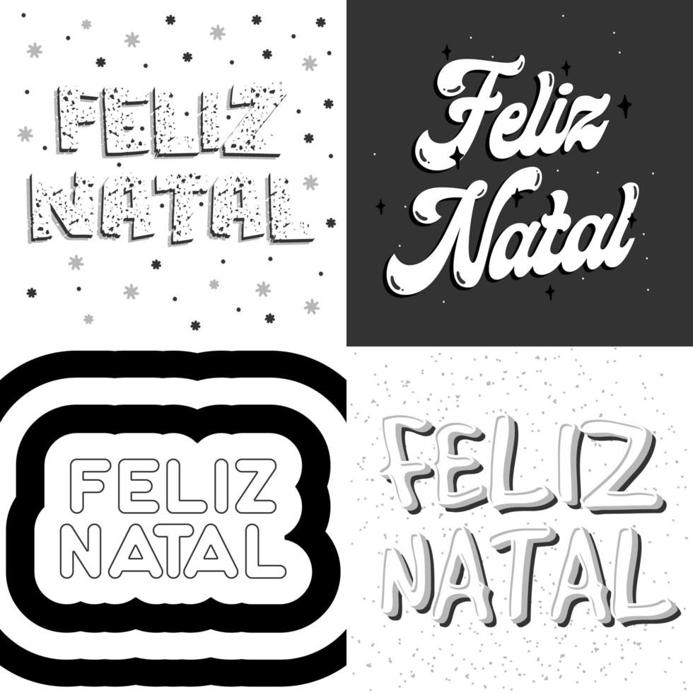 cuatro vectores de feliz navidad portugueses brasileños. traducción - feliz navidad