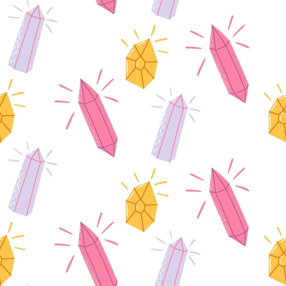 Magic seamless pattern with crystals. Vector illustration.