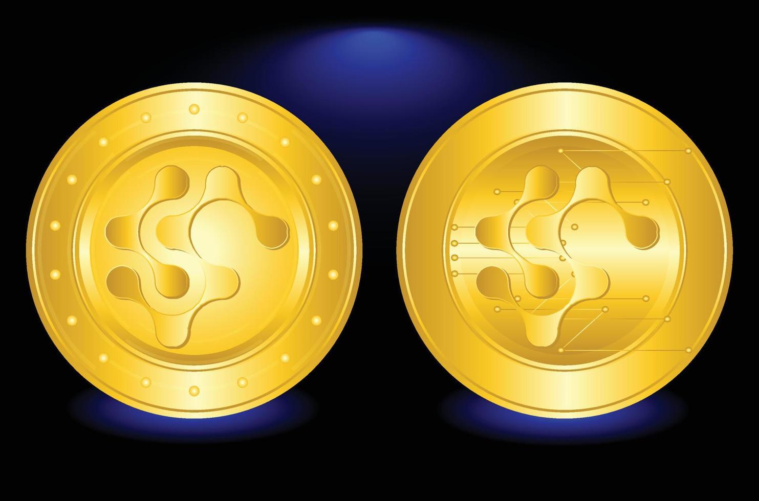 AMP gold coin crypto currency illustration vector