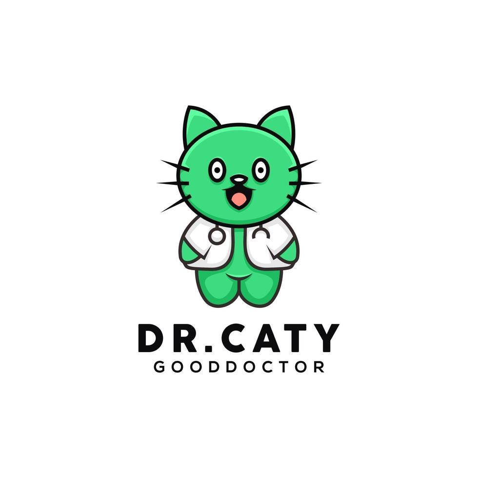 cat doctor cute logo vector