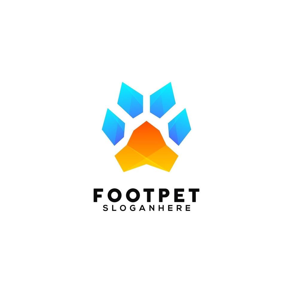 foot pet colorful logo design template vector