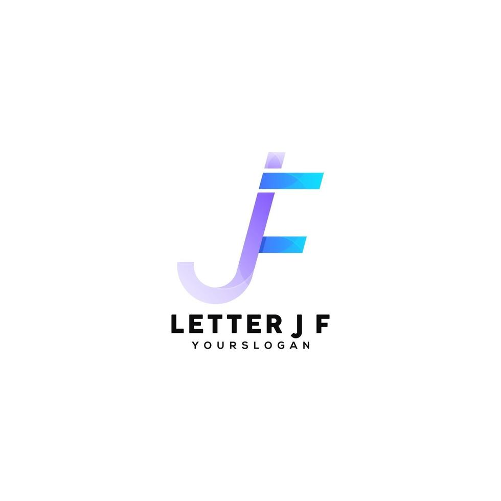 letter j f colorful logo design template vector