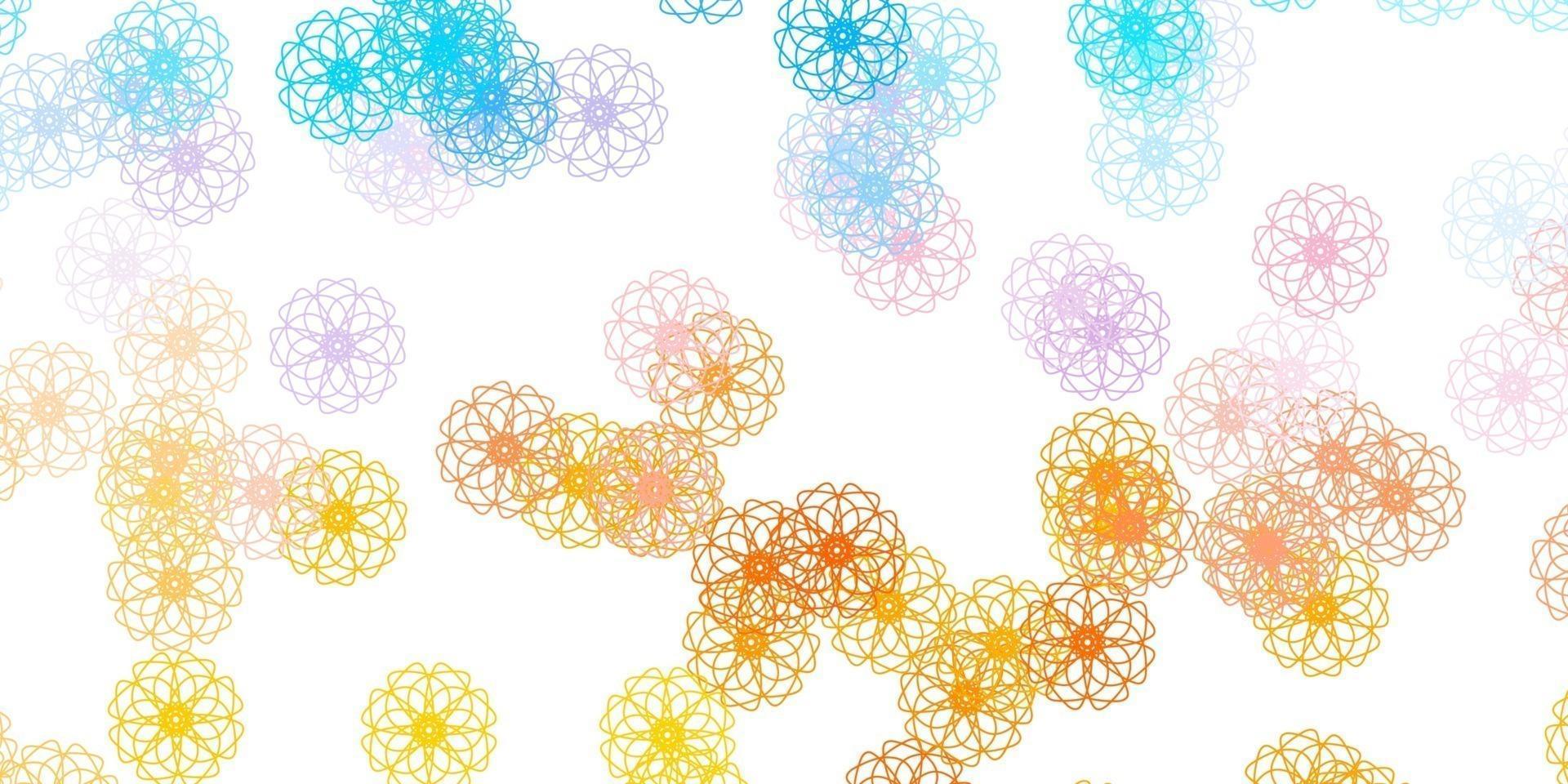 Light Blue, Yellow vector doodle pattern with flowers.