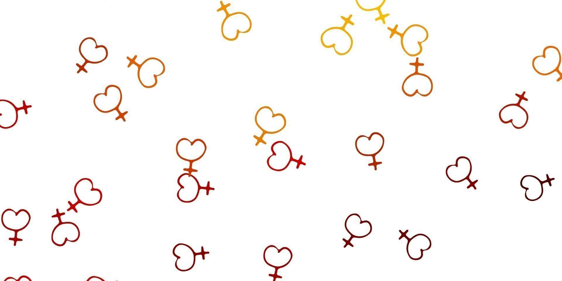 Light Brown vector texture with women's rights symbols.