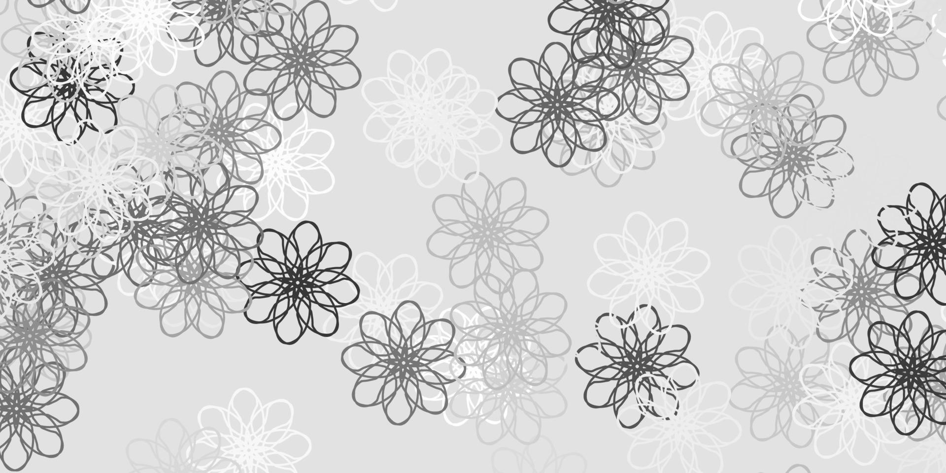 plantilla de doodle de vector gris claro con flores.