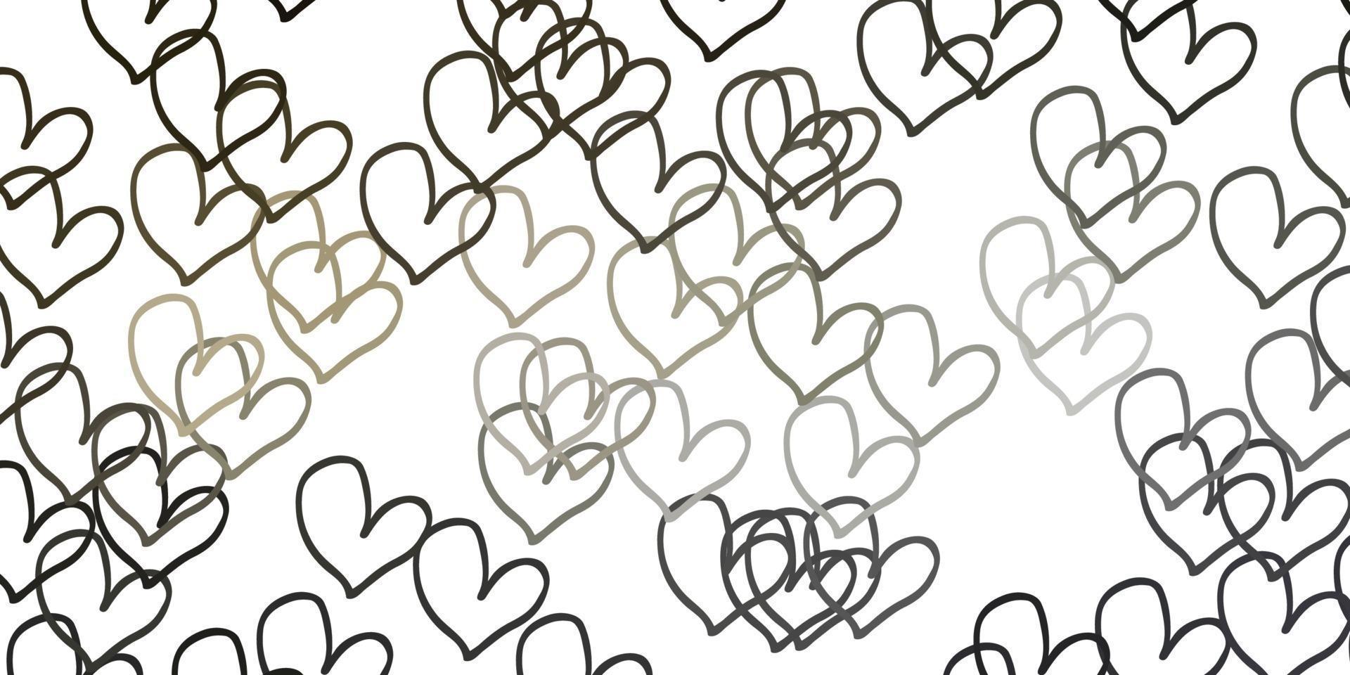 Light Gray vector pattern with colorful hearts.