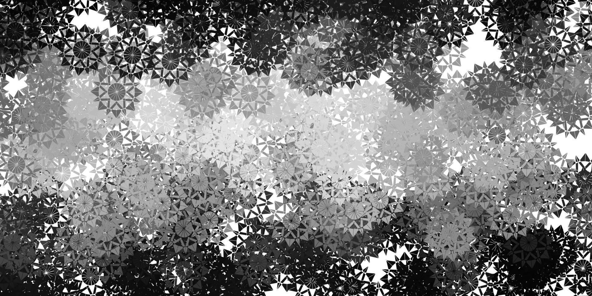 Telón de fondo de vector gris claro con copos de nieve de Navidad.
