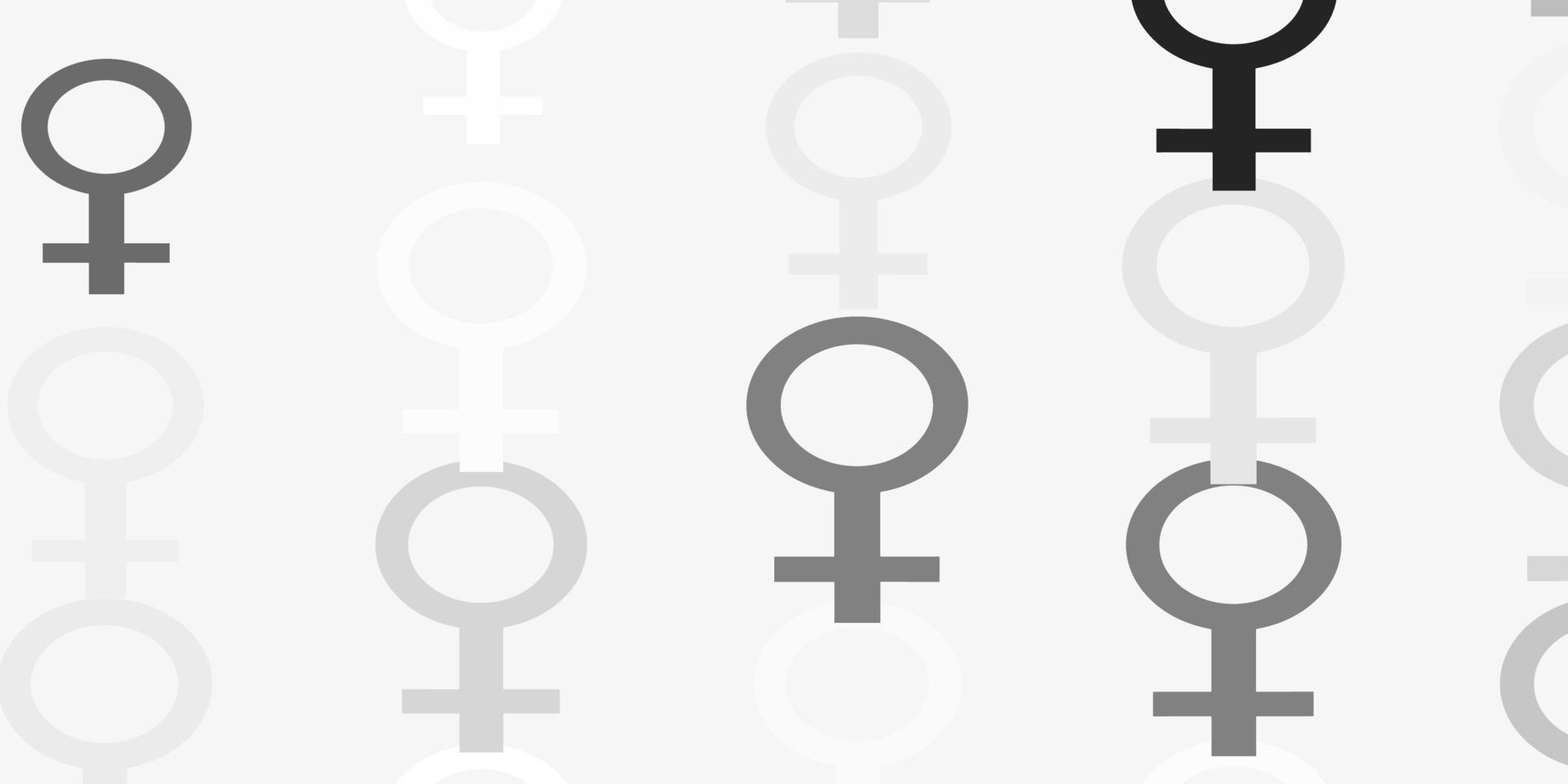 patrón de vector gris claro con elementos de feminismo.