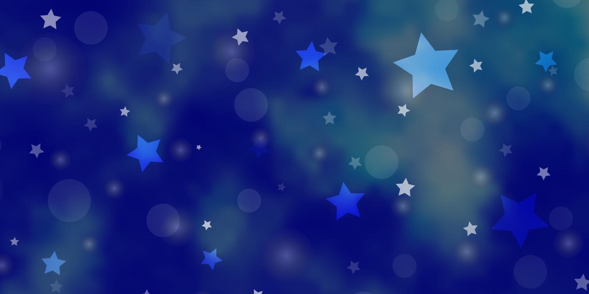 plantilla de vector azul claro con círculos, estrellas.