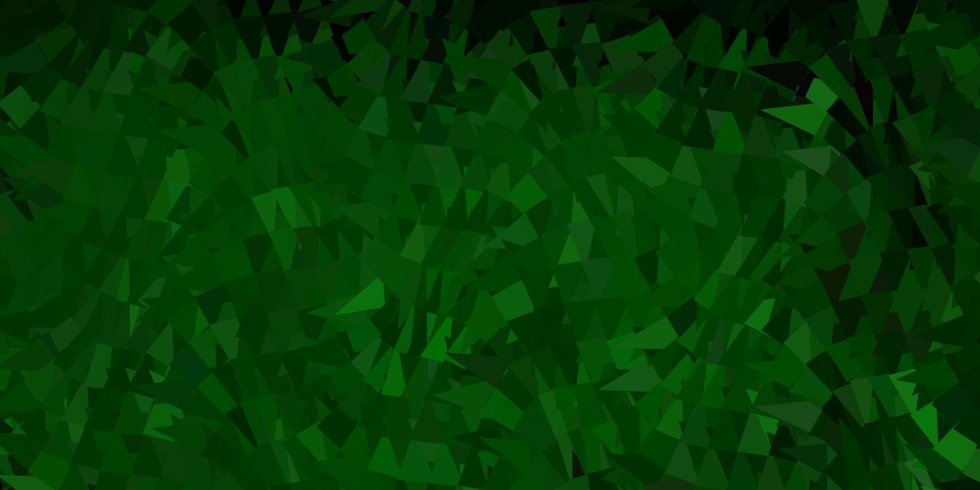 Dark green, red vector abstract triangle backdrop.