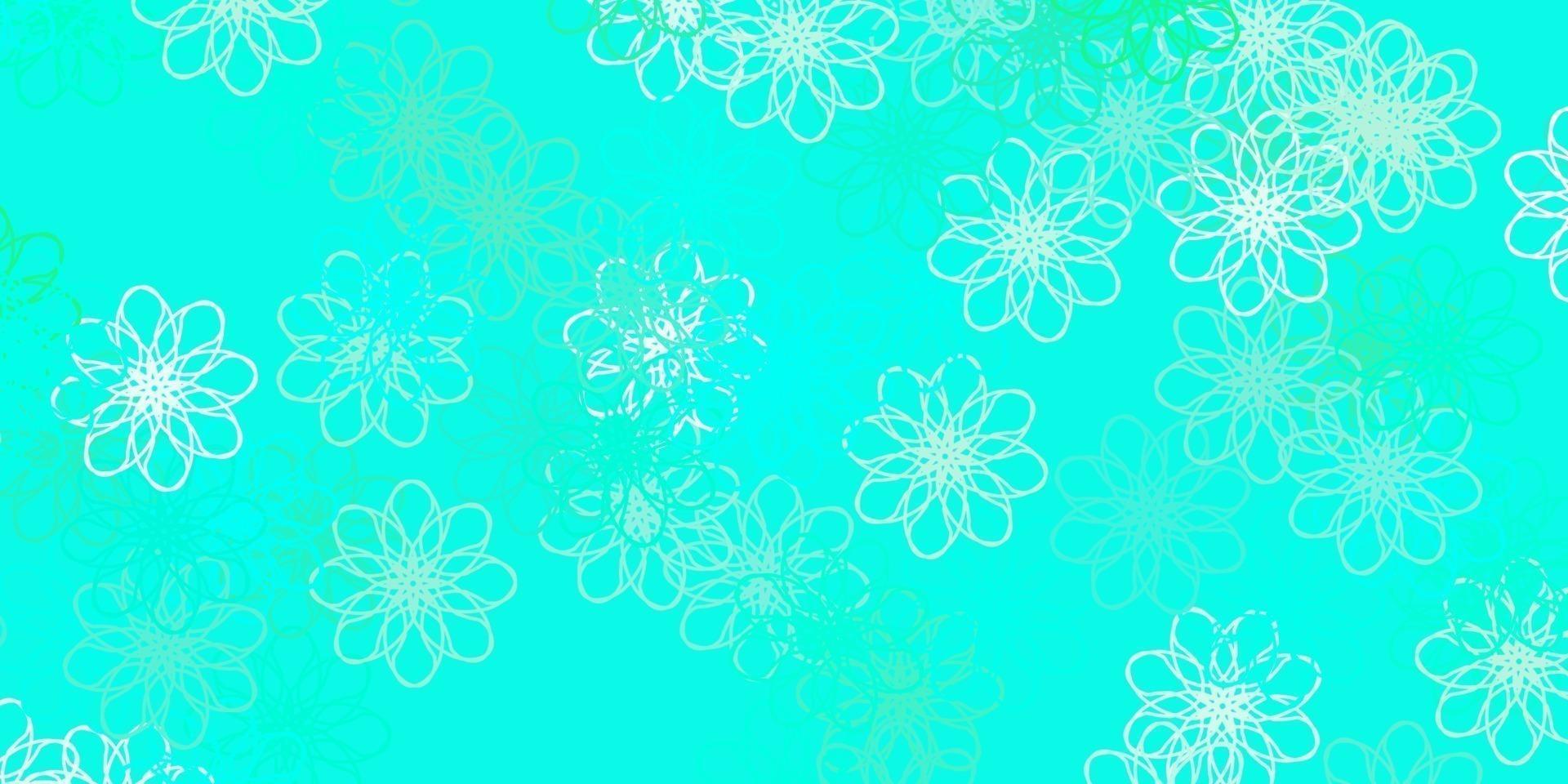 plantilla de doodle de vector verde claro con flores.