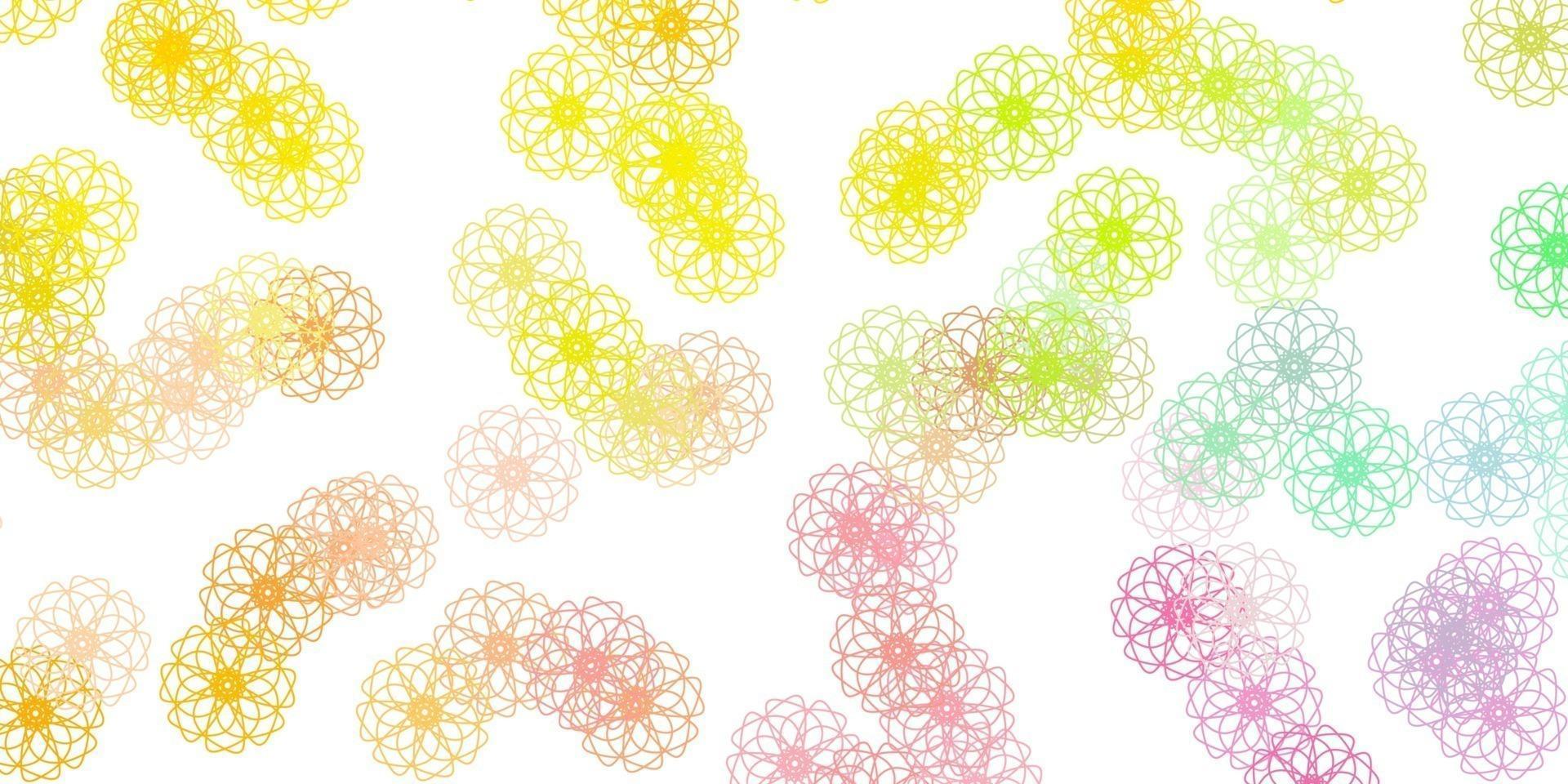 Light Green, Red vector doodle texture with flowers.