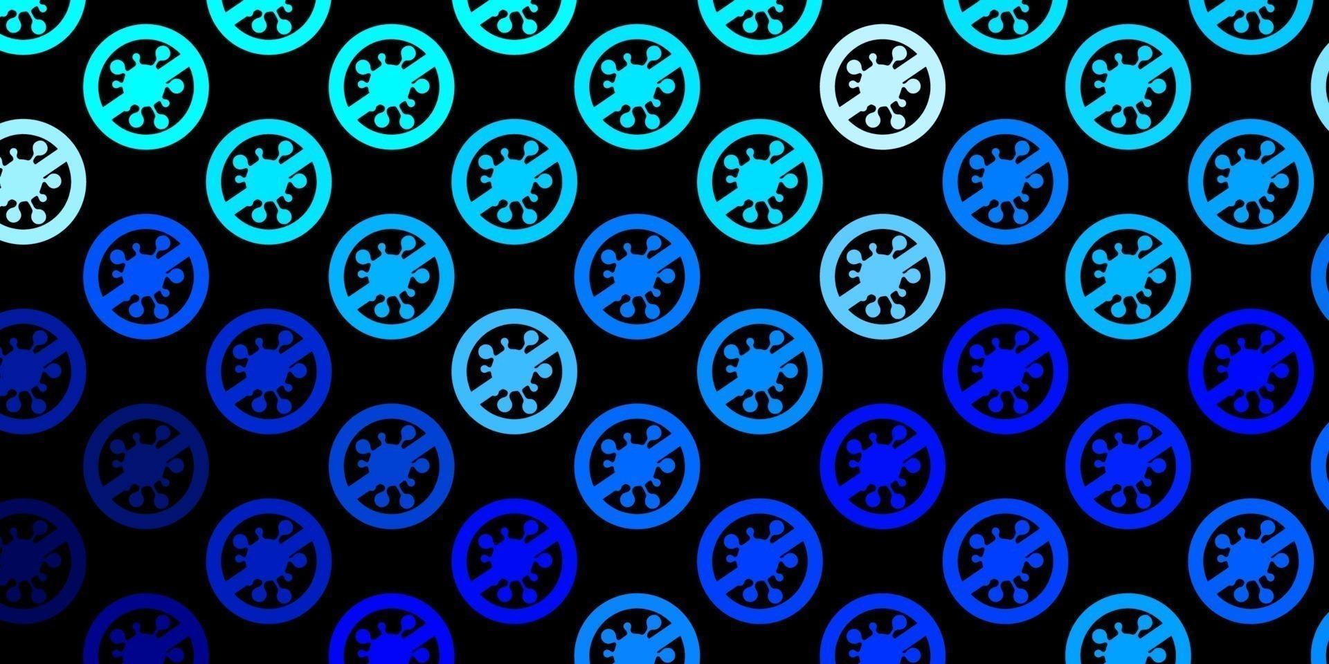 Dark BLUE vector pattern with coronavirus elements.
