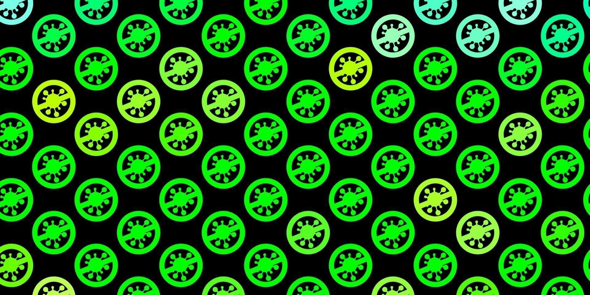 Dark Green, Yellow vector backdrop with virus symbols.