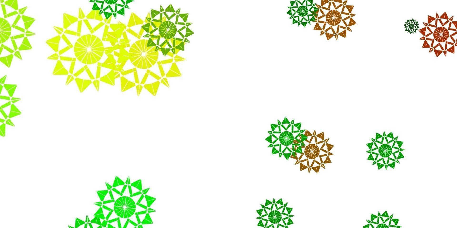 Light Green, Yellow vector layout with beautiful snowflakes.