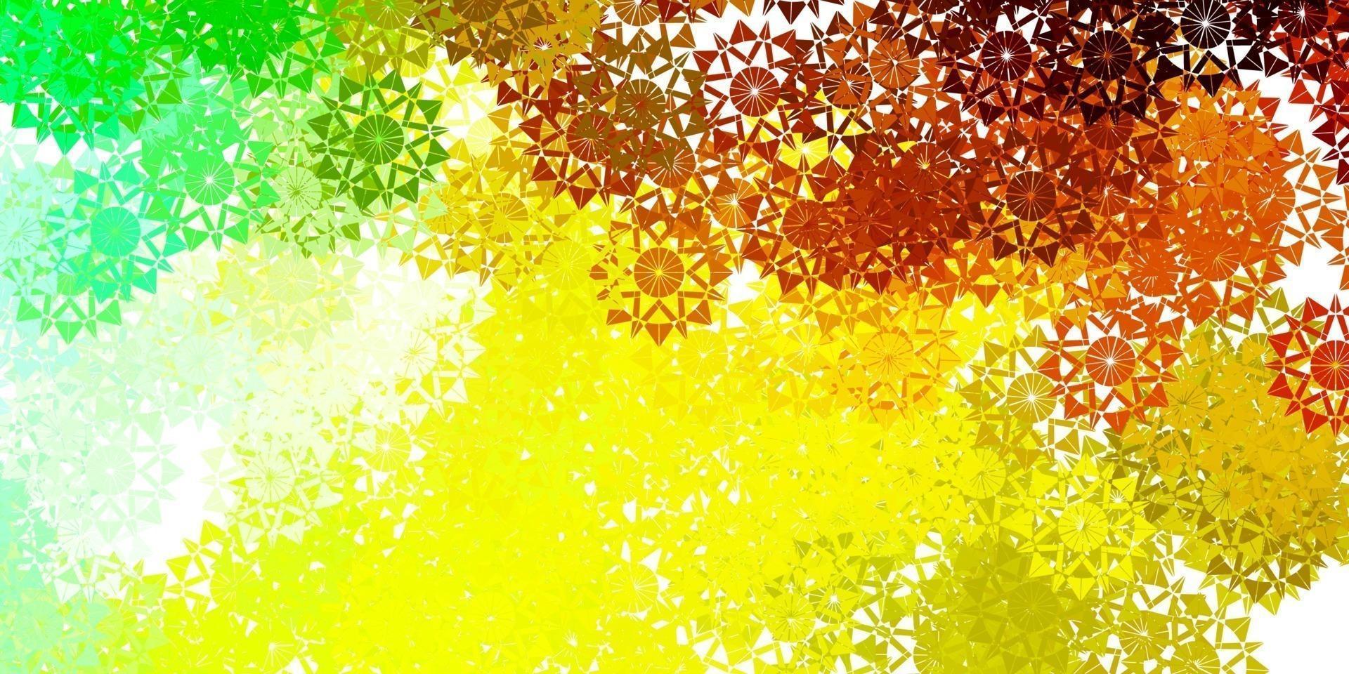 Light Green, Yellow vector texture with bright snowflakes.