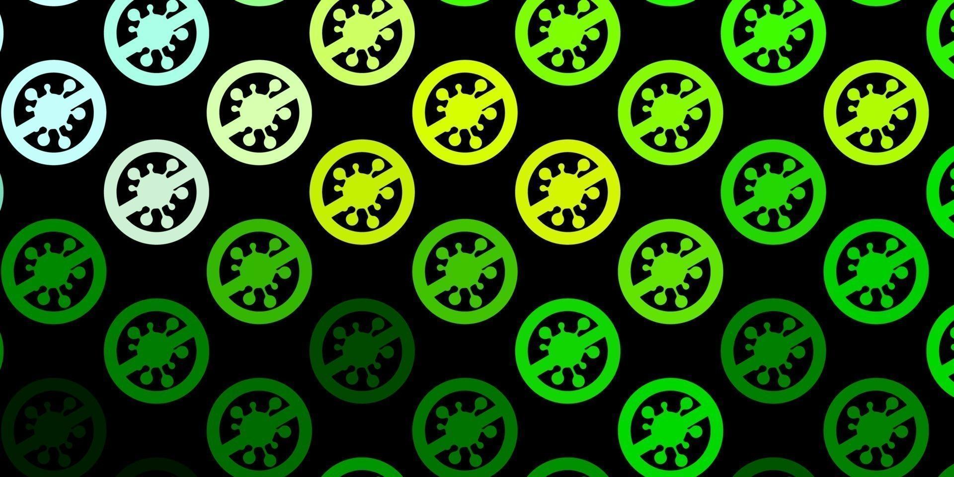 Dark Green, Yellow vector pattern with coronavirus elements.