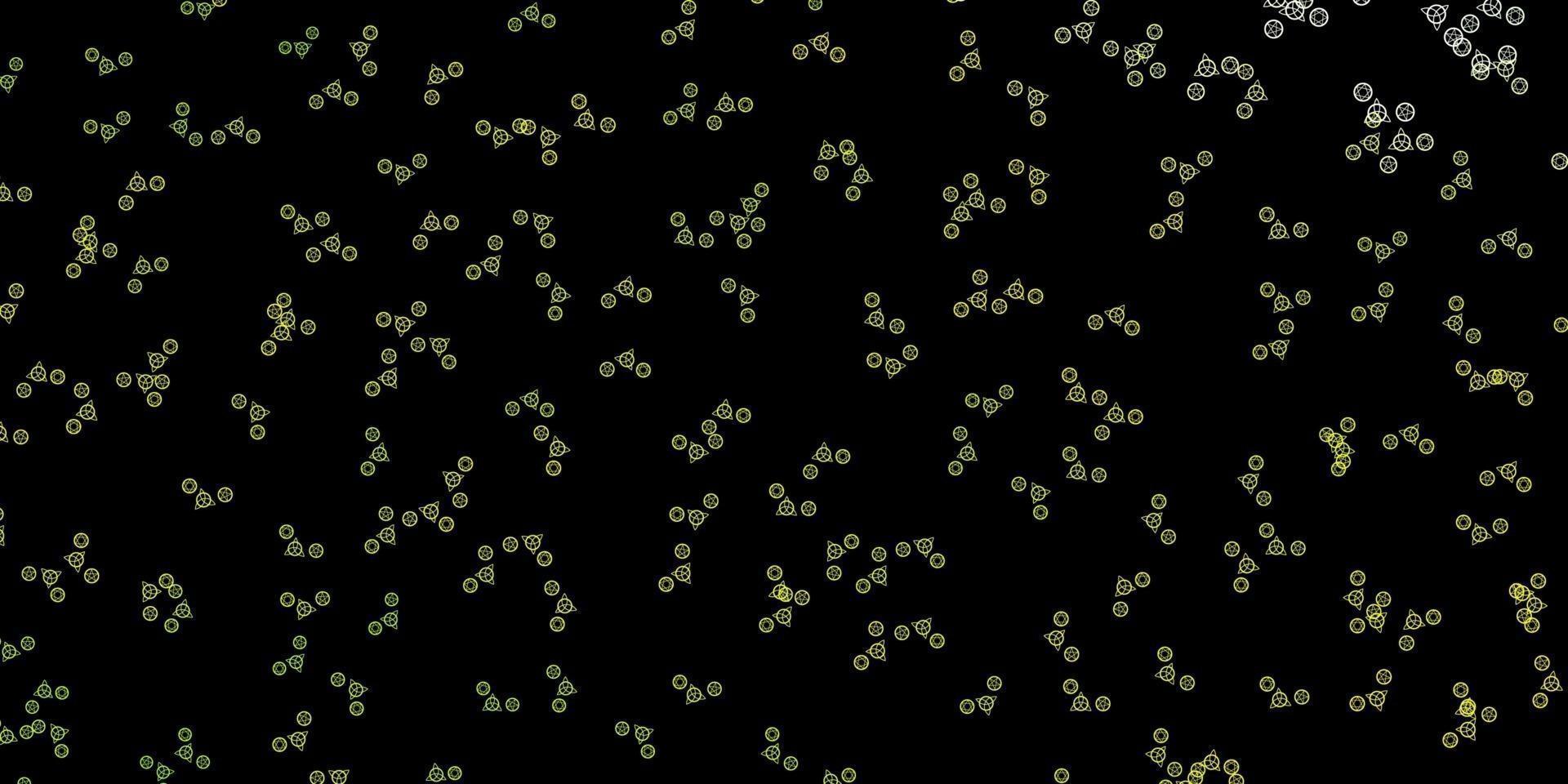 Dark Green, Yellow vector template with esoteric signs.