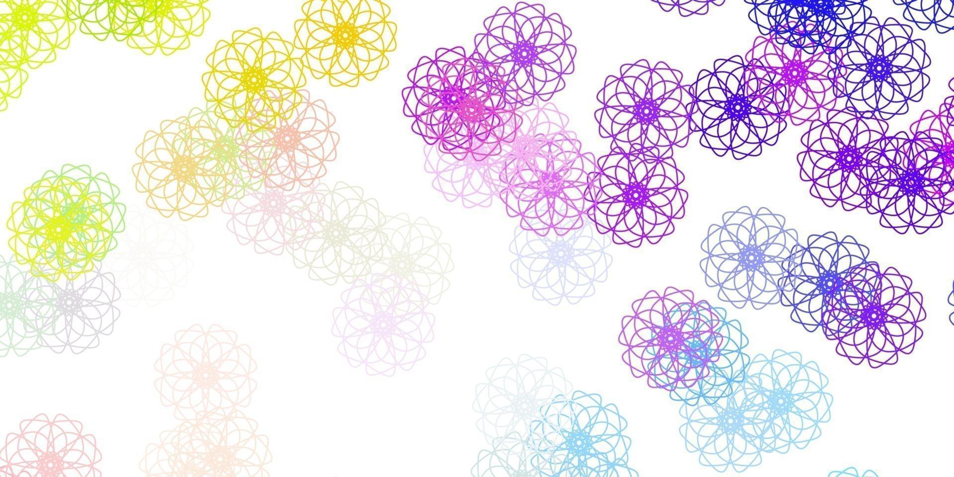 textura de doodle de vector multicolor claro con flores.