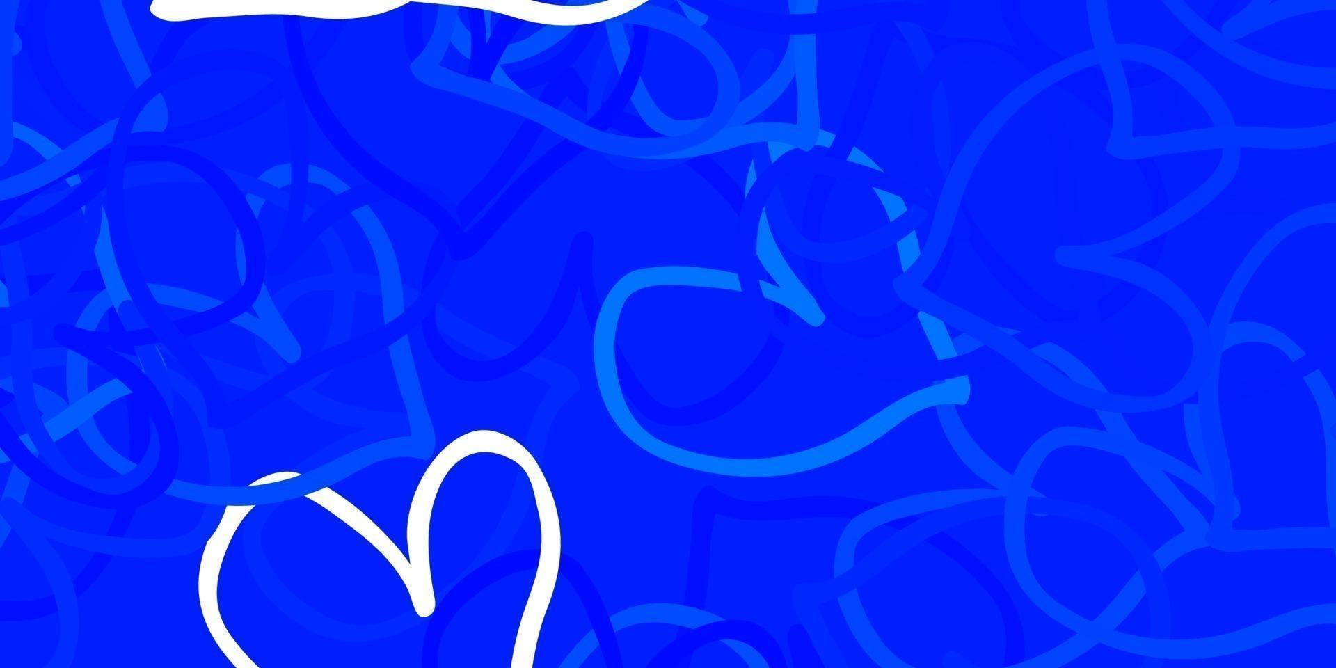 Light BLUE vector template with doodle hearts.