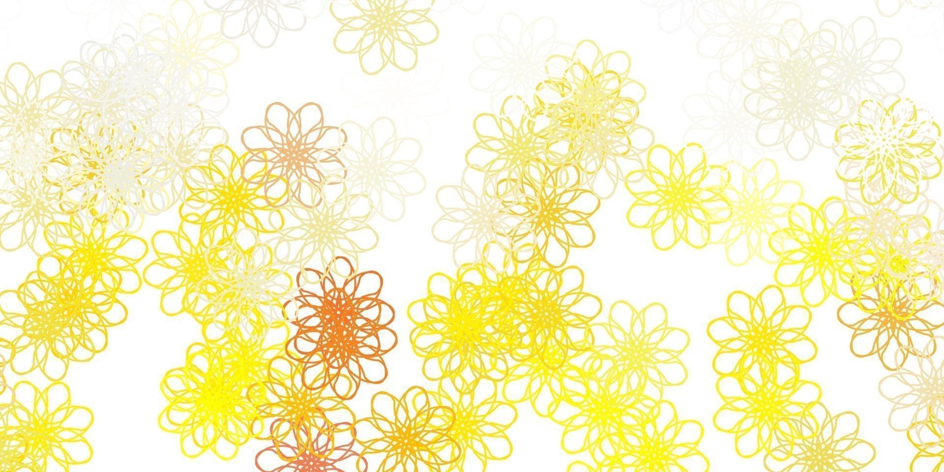 Fondo de doodle de vector naranja claro con flores.