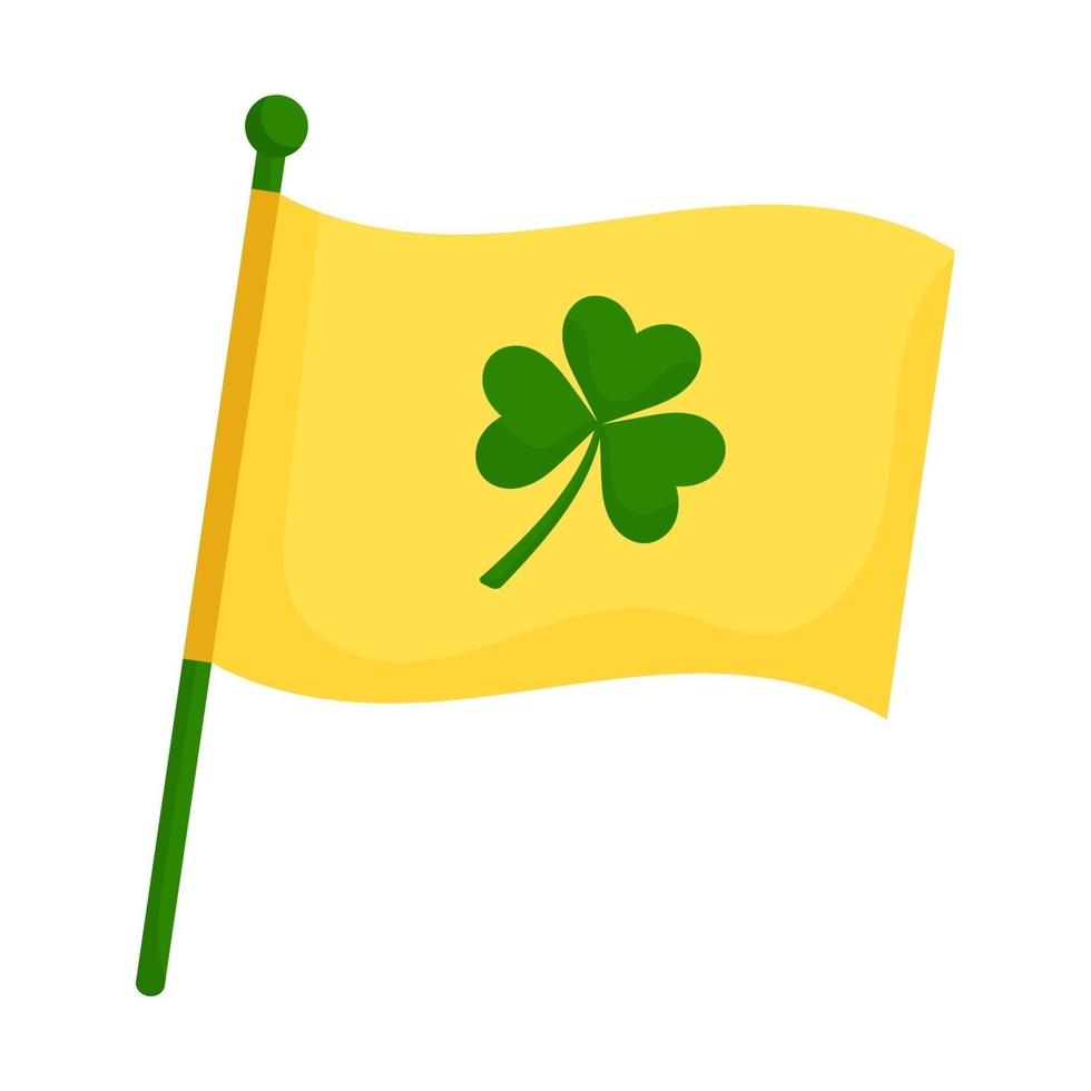 Flag decorated with elements for St. Patrick's Day. Vector illustration isolated, white background.Cartoon style