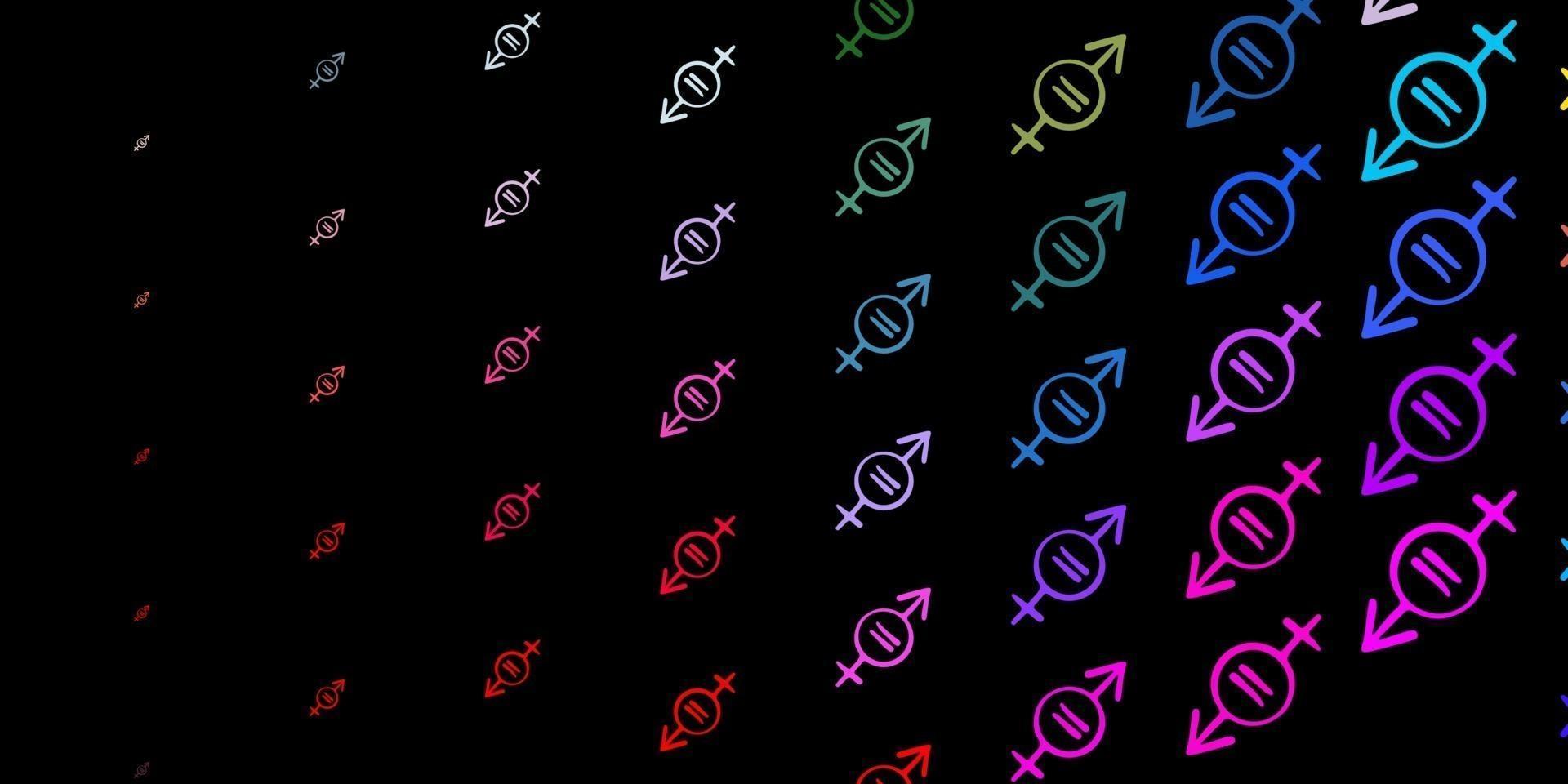 Dark Multicolor vector texture with women's rights symbols.