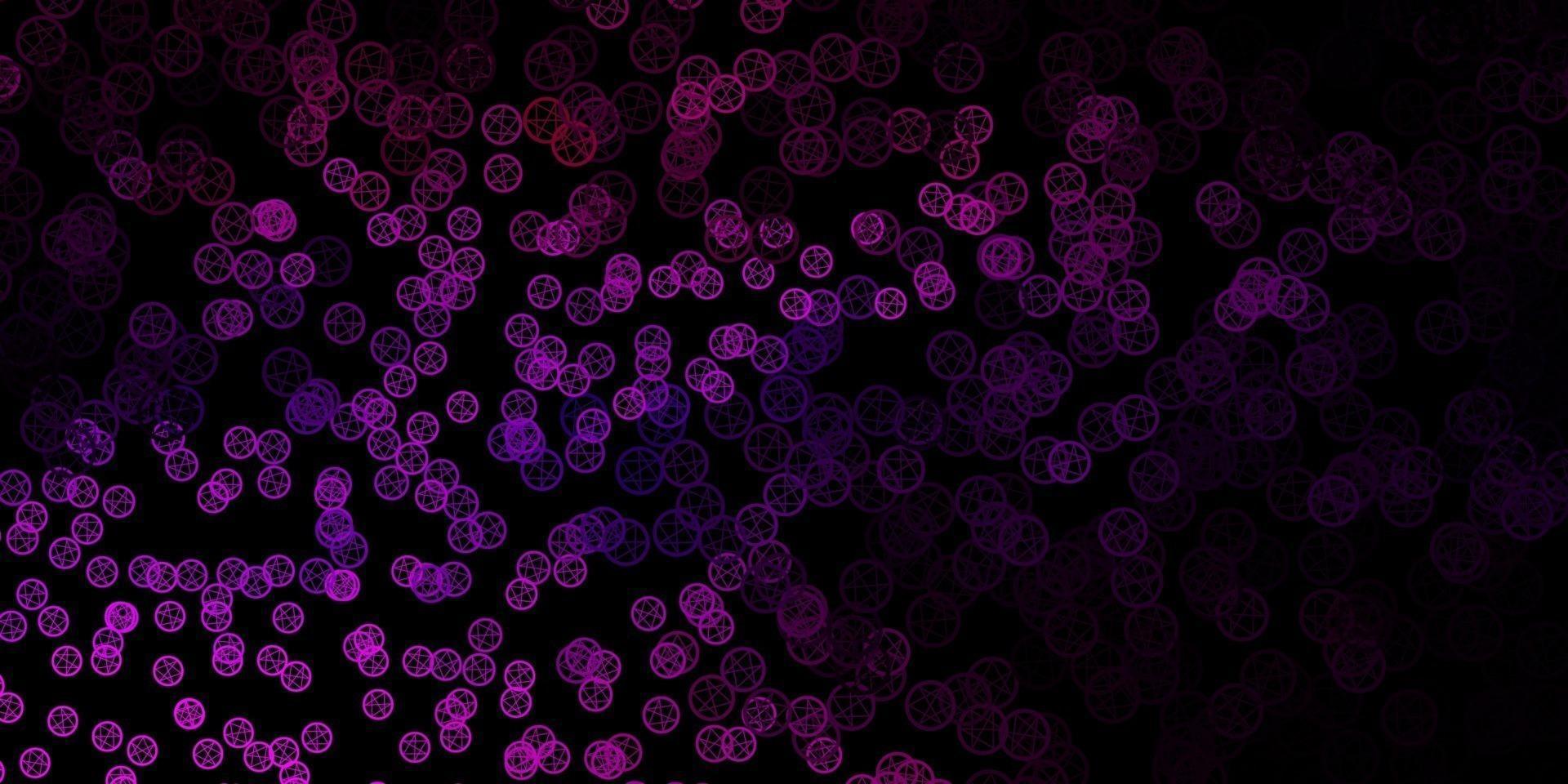 Dark Pink vector background with occult symbols.