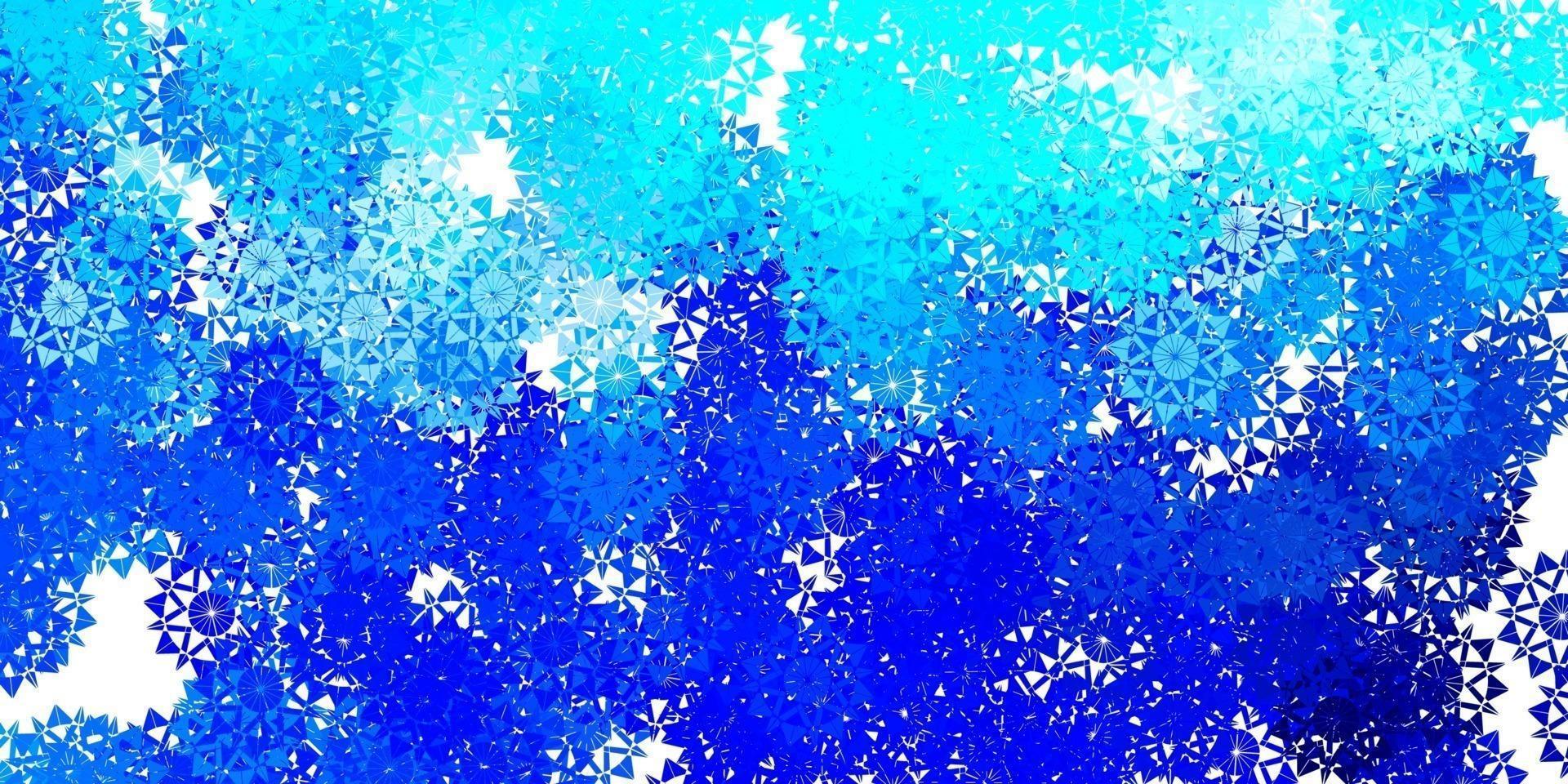 Telón de fondo de vector azul claro con copos de nieve de Navidad.