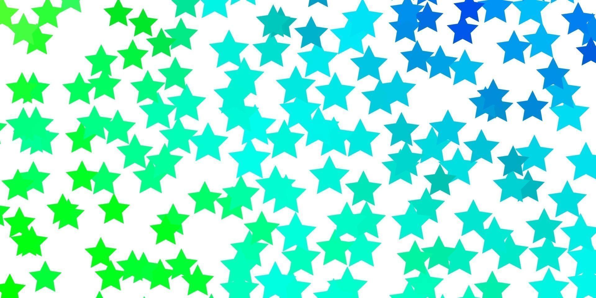 plantilla de vector azul claro, verde con estrellas de neón.