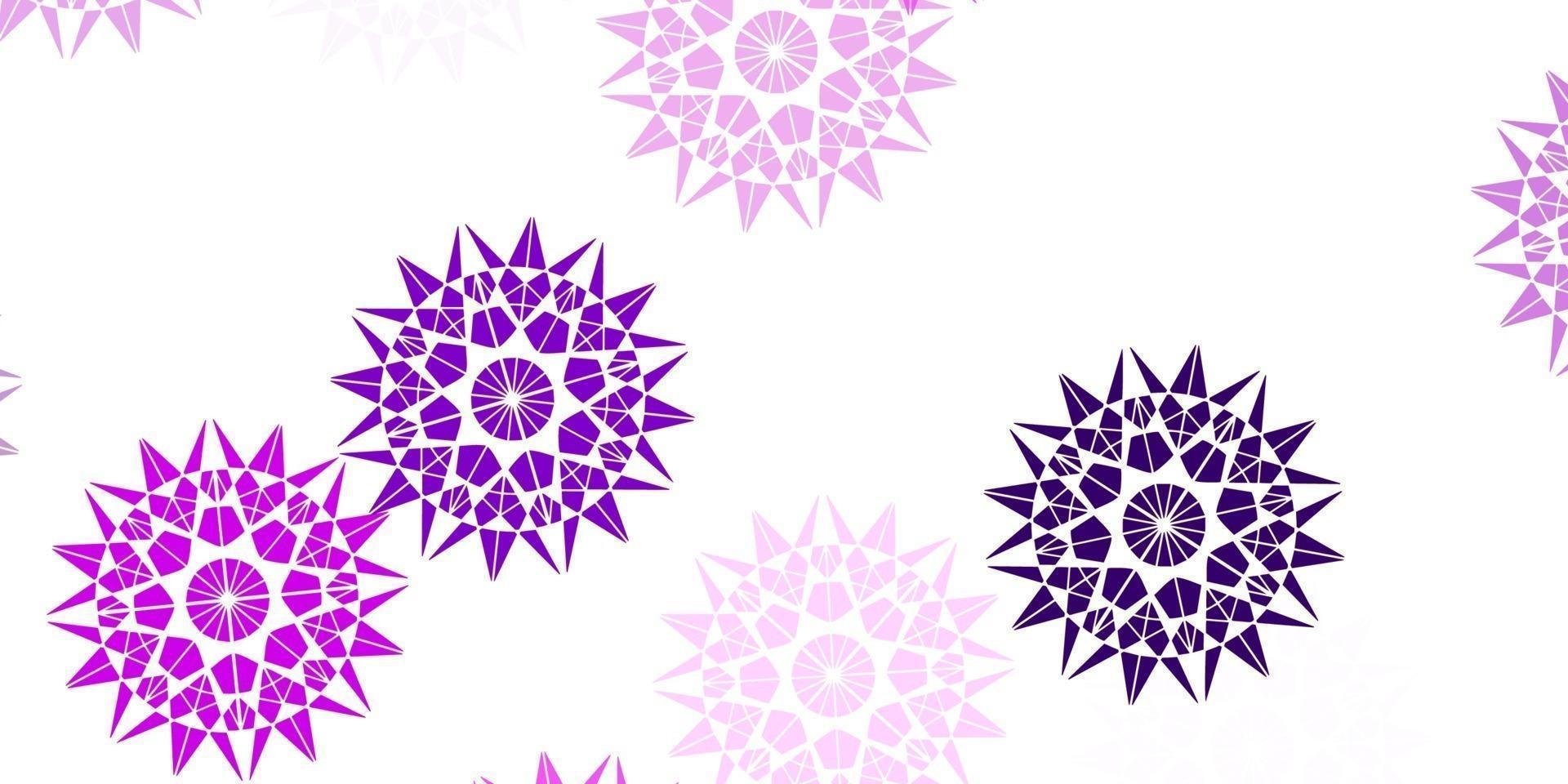 Light pink vector beautiful snowflakes backdrop with flowers.