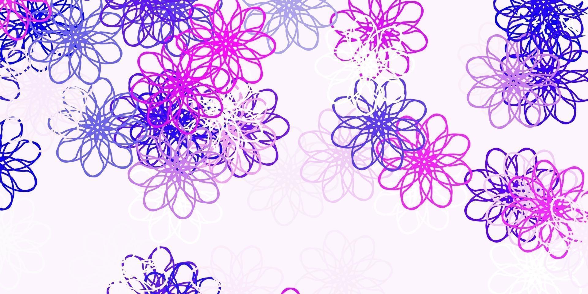 Fondo de doodle de vector rosa claro, azul con flores.