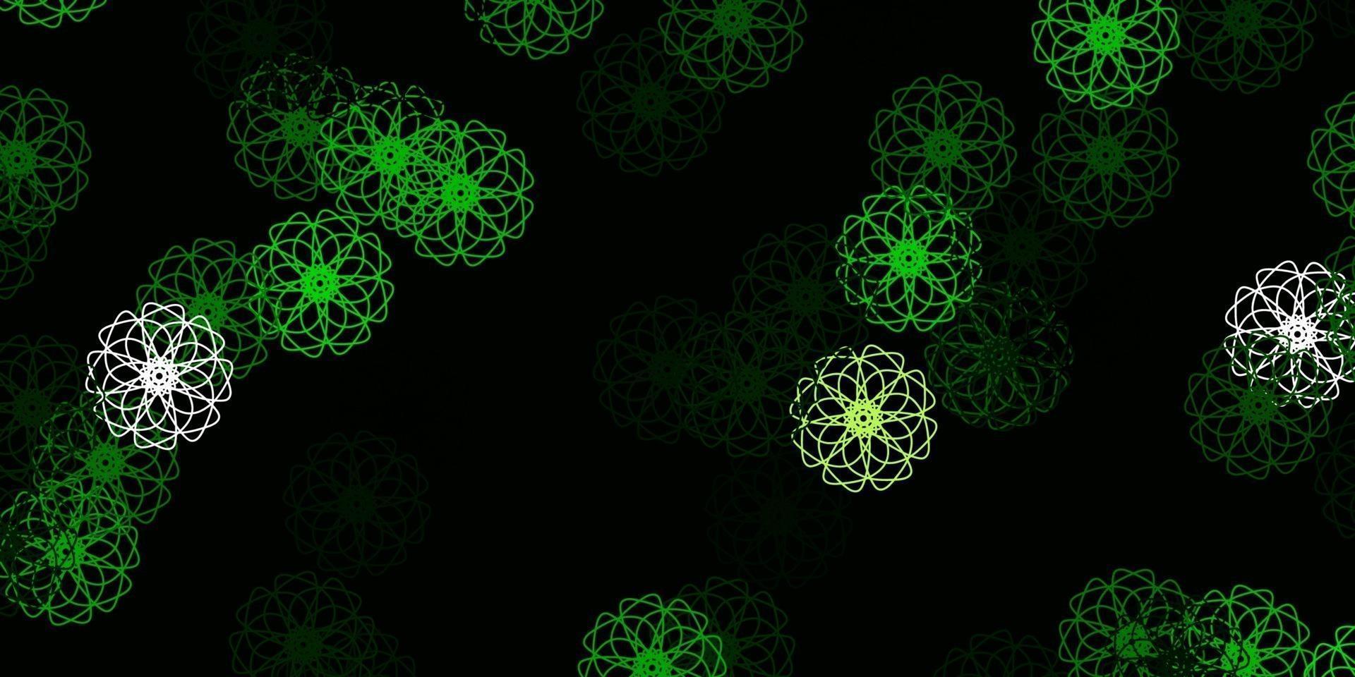 Light Green, Yellow vector doodle background with flowers.