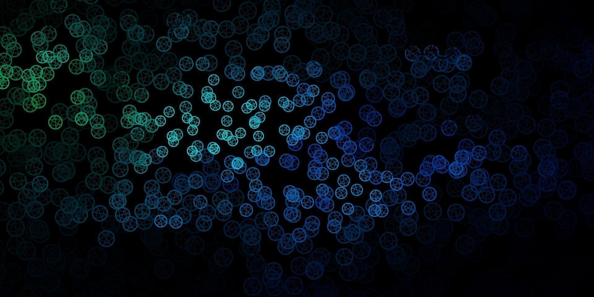 Dark Blue, Green vector template with esoteric signs.