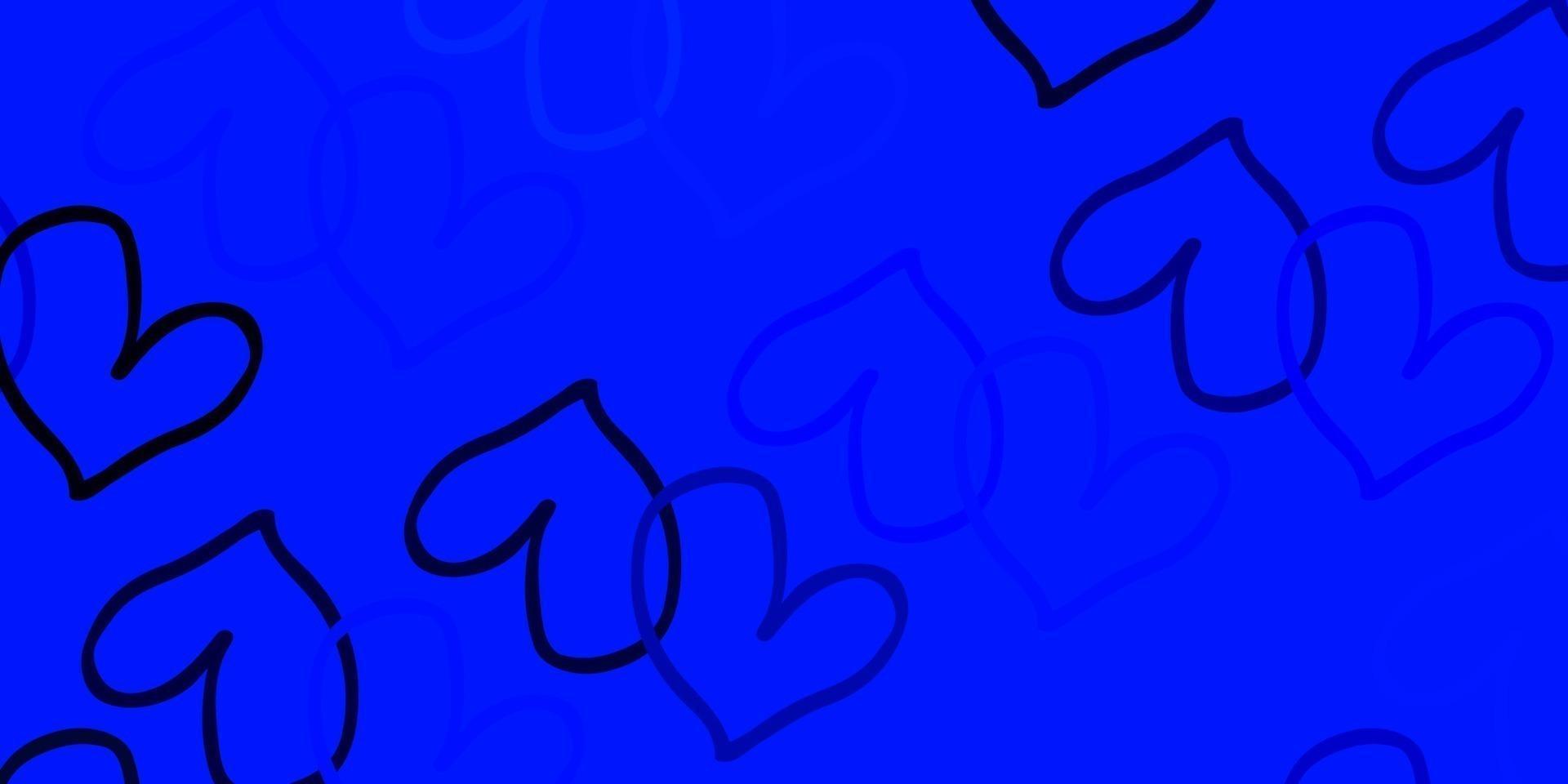 Light Pink, Blue vector background with Shining hearts.