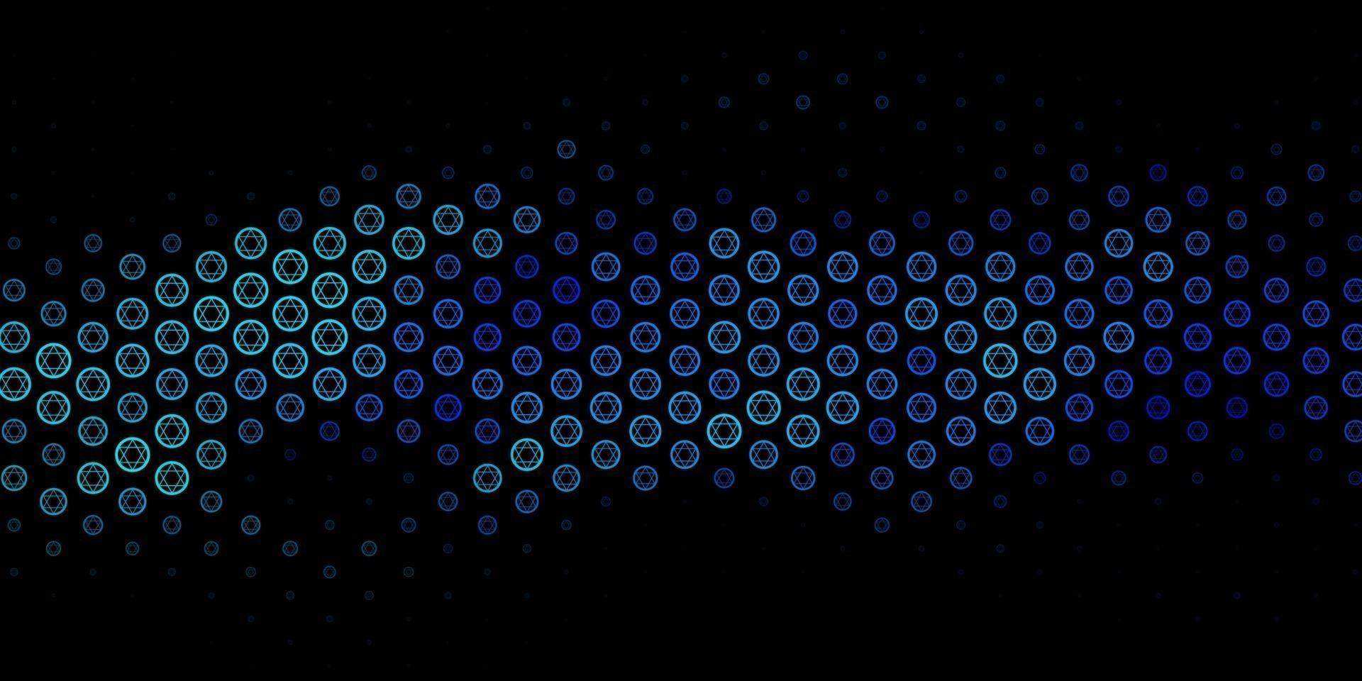 Dark Pink, Blue vector background with occult symbols.